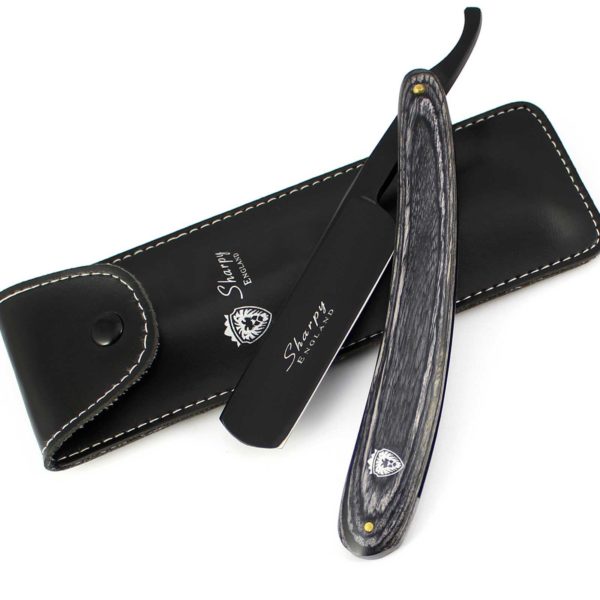 Straight Cut Throat Shaving Wet Razor With Leather Strop/Belt Set RST45WD Sharpy England