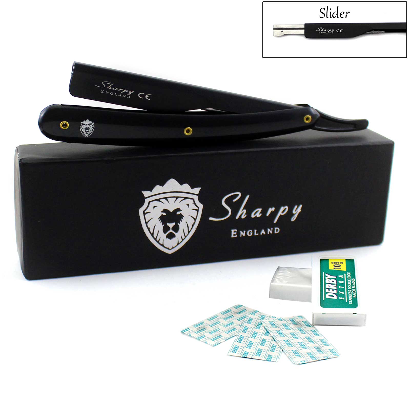 Barber Cut Throat Shaving Razor With Slider Black R11BLK Sharpy